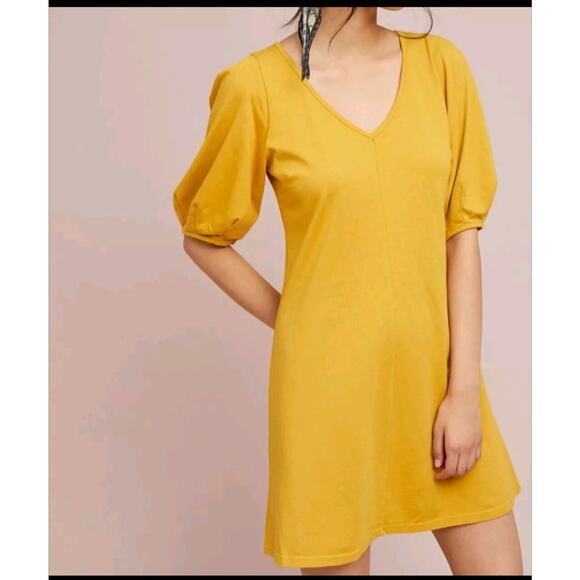 VELVET By Graham & Spencer Meghan Puff-Sleeve Mini Dress Butter Cup Small - Picture 1 of 14